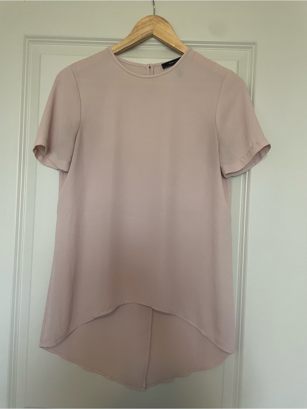 BCBGMaxAzria Dusty Pink Short Sleeve High-Low Blouse